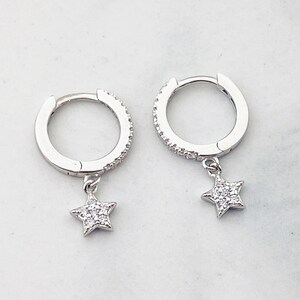 Star Huggie Earrings Sterling Silver Women Earrings 925 Sterling Silver image 2