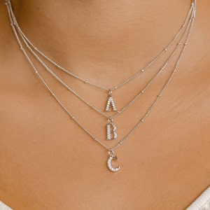 Colgante de letra en plata de ley / Colgante con nombre inicial para collar o pulsera Charm de la A a la Z
