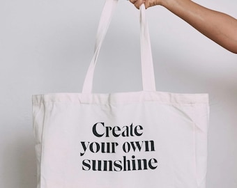 Organic Cotton Tote Bag | Eco Friendly Large Shopping Bag | White Canvas Cloth Bag