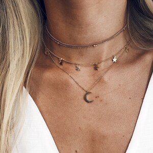 Delicate Choker Set Gold Plated 2 Minimalist Delicate Necklaces Stainless Steel Jewellery for Women image 4