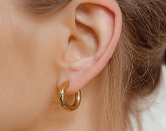 Small Round Hoop Earrings Gold | Thick Hoop Earrings Silver | Open Hoop Earrings | Thick Gold Hoops | Classic Hoop Earrings