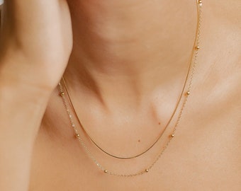 Layered Fine Chain Necklace Gold | Dainty Women Necklace Stainless Steel