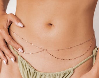 Layered Belly Chain Stainless Steel | Waterproof Body Chain & Waist Chain for Beach | Summer Beach Accessory for Women