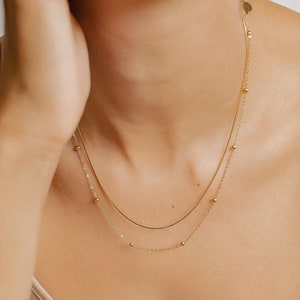 Layered Fine Chain Necklace Gold Dainty Women Necklace Stainless Steel image 1