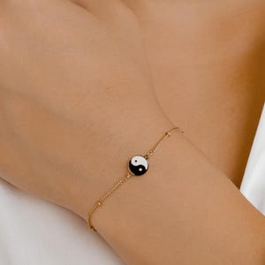 Yin und Yang Armband | 18K Vergoldetes Armband, Rosegold Armband, Silbernes Armband | Yin Yang Schmuck