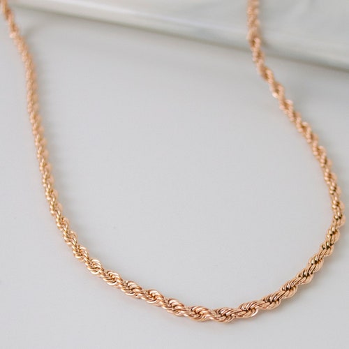 18K Gold Plated Rope Chain Necklace - Etsy