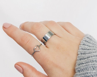 Simple Band Ring in Silver Colour | Minimalist Ring Stainless Steel Jewellery