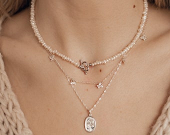 Heart Clasp Necklace Pearls Sterling Silver | Pearl Heart Clasp Choker Necklace