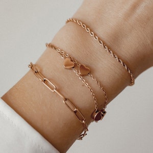 Heart Bracelet Gold | Rose Gold Chain Bracelet | Double Chain Bracelet | Bracelet Heart | Layered Bracelet | Heart Chain Bracelet