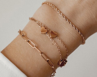 Armband mit Herz Gold | Herzchen Armband Rosegold | Armbänder mit Herz | Herz Armband | Armkette Herz