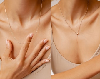 Schuifketting Unisex | Y-ketting | Roségouden Lariat ketting | Gouden slangenketting | Zilveren kabelketting | Waterdichte ketting transformeerbaar