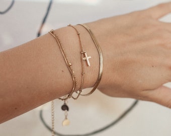 Snake Chain Armband Verguld | Platte slangenkettingarmband Aanslagbestendige sieraden