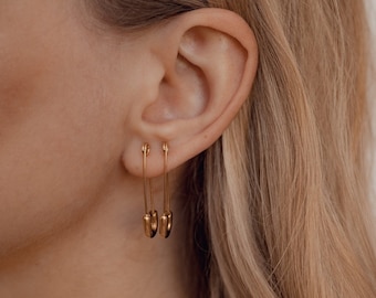 Safety Pin Earrings Gold | Statement Earrings | Safety Pin Earrings Silver | Rose Gold Earrings | Waterproof Earrings