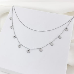 Kreis Kette Silber Frauen Halskette aus Edelstahl Bild 3