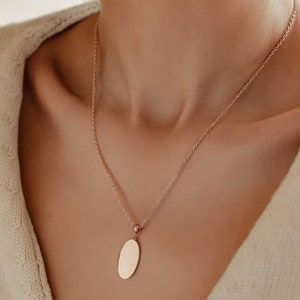 Engraved Stainless Steel Pendant Necklace: Personalized Oval Jewelry