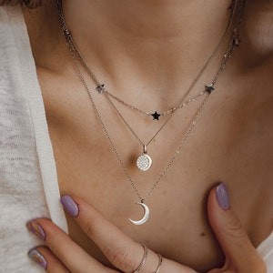 Crescent Moon Necklace Gold Half Moon Necklace Waterproof Crescent Moon Necklace Silver Rose Gold Crescent Moon Pendant Necklace image 9