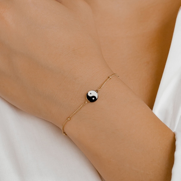 Yin Yang Bracelet | Gold Satellite Bracelet, Rose Gold Bracelet, Silver Chain Bracelet | Yin Yang Jewelry