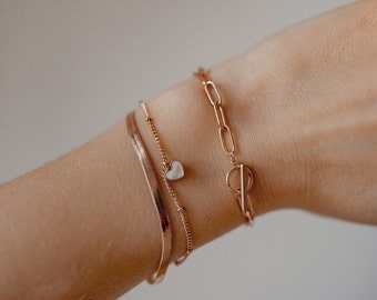 Armband Herz Gold | Herz Armbänder | Perlmutt Armband Damen Herz | Armband mit Herz Silber | Herz Armband Rosegold