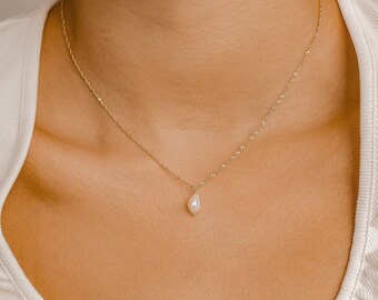 Pearl Pendant Necklace Sterling Silver | Delicate Pearl Necklace