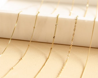 Necklace Sterling Silver | Satellite Chain Necklace, Singapore Chain, Starburst Chain, Textured Chain, Box Chain Necklace 18K Gold Plated