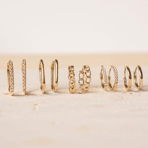 585 Solid Gold Hoops: Gemstone Earrings, Huggie Earrings, Oval Hoops | 14k Gold Hoop Earrings | Small Hoop Earrings Real Gold