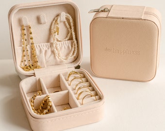 Estuche portátil para almacenamiento de joyas/bandeja de viaje organizador de joyas para collares, tachuelas y anillos