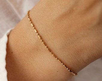 Bar Bead Chain Bracelet Gold | Beaded Bracelet Ball Bar Chain | Dainty Ball Chain Bracelet in Rose Gold, Silver and Gold