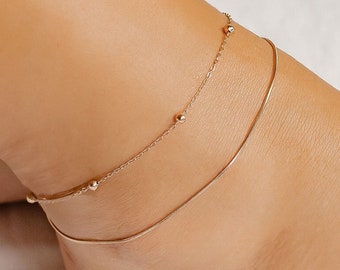 Ankle Bracelet | Gold Anklet | Silver Anklet | Rose Gold Anklet | Adjustable Anklet Waterproof | Double Anklet | Feet Bracelet