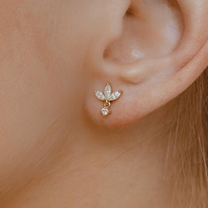 Edelsteen hangoorbellen sterlingzilver | Tiny oorknopjes CZ | Fijne kleine oorstekers in goud, zilver