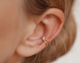 Earcuff Gold | Ohrmanschette Gold | Ohrklemme ohne Ohrloch | Earcuff Vergoldet Sterlingsilber | Ohrring Ohrmuschel ohne Loch | Fake Helix