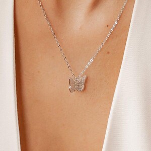 Silber Kette mit Schmetterling Anhänger | Sterlingsilber Halskette Schmetterling Schmuck Damen
