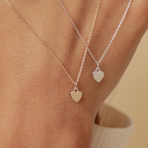 Compassion 14K Solid Gold Heart Necklace | Delicate Real Gold Chain with Heart Charm | Heart Pendant Necklace 585 Gold | White Gold Necklace