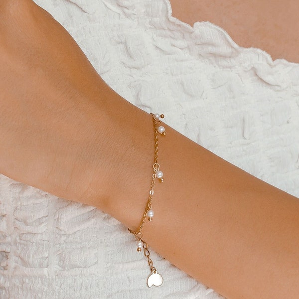 Pearl Chain Bracelet | Rose Gold Pearl Bracelet | Dainty Pearl Bracelet | Pearls Bracelet Gold | Silver Pearl Bracelet | Waterproof Bracelet