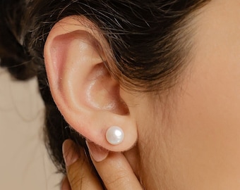 Pearl Stud Earrings Sterling Silver | Freshwater Pearl Earrings | Pearl Studs | Small Pearl Earrings | Pearl Earrings Studs