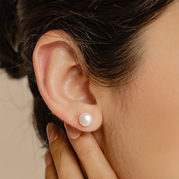 Ohrstecker Perle Silber | Ohrstecker Perlen | Kleine Perlenohrringe | Perlen Ohrstecker Silber 925 | Süßwasserperlen Ohrstecker