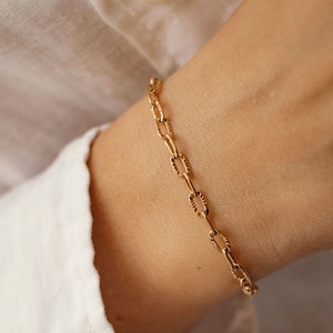 Gliederarmband Rosegold | Anker Armband Damen | Strukturiertes Kettenarmband Gold, Rosegold und Silber