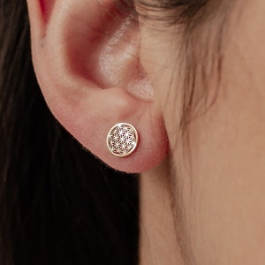 Flower of Life Stud Earrings Gold | Women Gold Earrings Stainless Steel