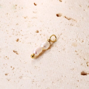 Double Pearl Hoop Earrings Gold Sterling Silver 925 Silver Hoop Earrings with Pearl Charm 18K Gold Plated image 6