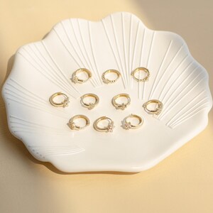 thumbnail image 2 of Crystal Flower Leverback Drop Earrings - 14K Gold Plated Daisy Hoop Earrings 2 of 10