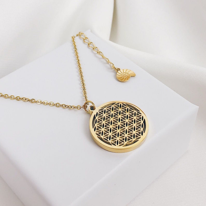 Blume des Lebens Kette Gold Frauen Halskette aus Edelstahl Etsy