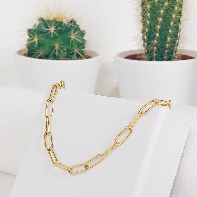 Bracelet chaîne épaisse doré Bracelet fin pour femme en acier inoxydable image 6
