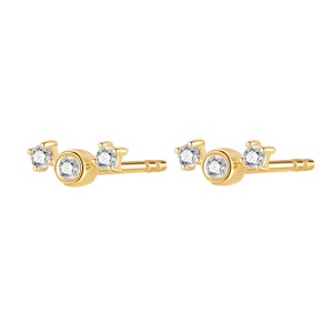 United 375 Gold Stud Earrings 9K Solid Gold Ear Studs Women Zirconia Earrings Real Gold Minimalist Jewellery image 3