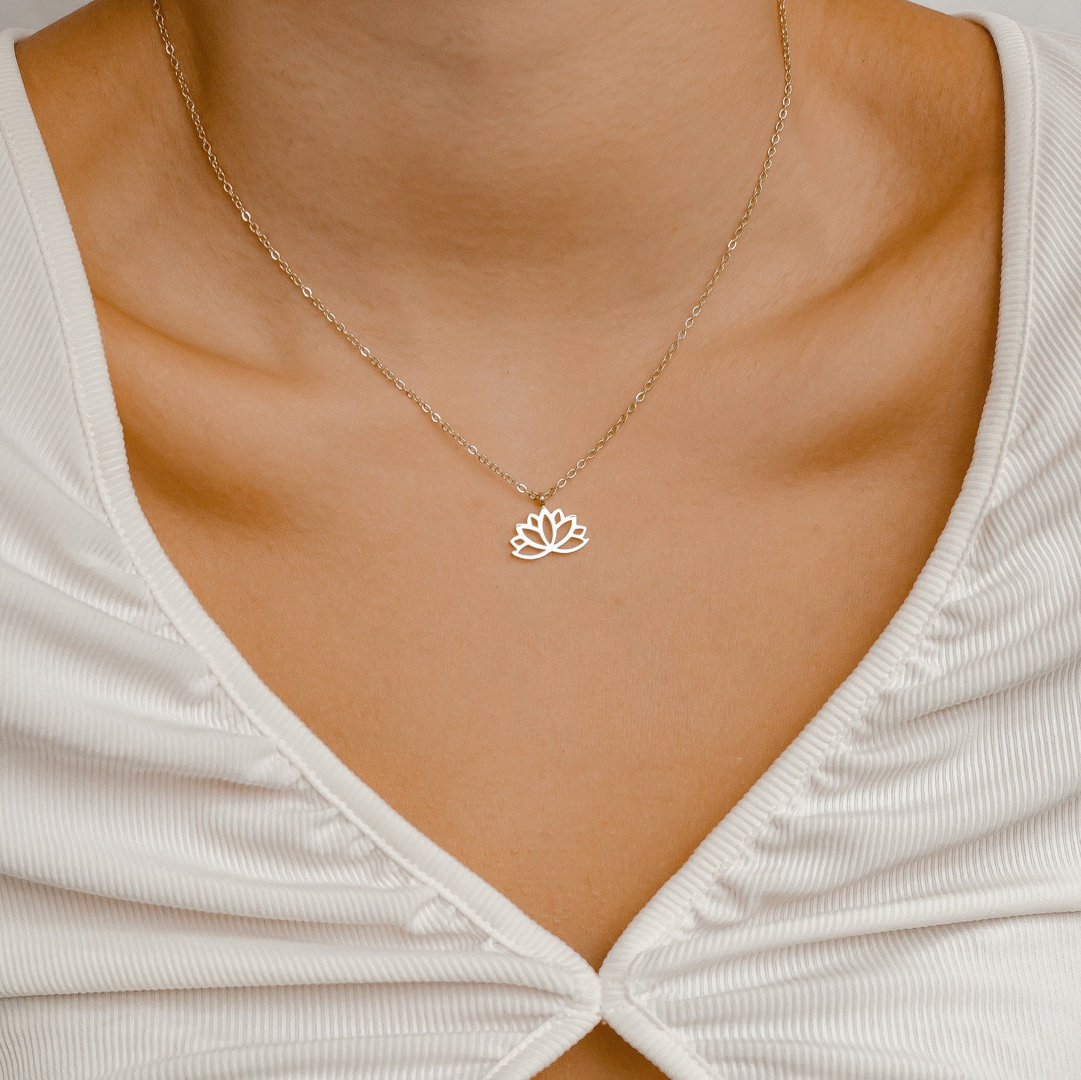 Lotus Necklace Gold | Lotus Flower Necklace Silver | Delicate