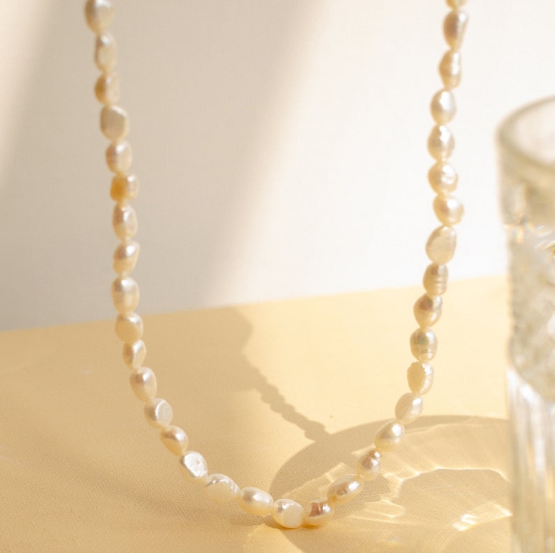 Real Pearl Necklace Freshwater Pearl Necklace Gold Pearl Necklace Baroque Pearl Necklace Natural Pearl Necklace image 2