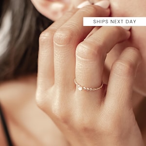 14K gouden twistring: in het lab gekweekte diamanten solitaire verlovingsring