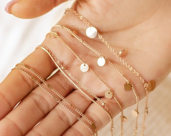 Filigrane Armbänder | Armbänder Rosegold | Armband mit Plättchen Gold | Armband Mehrreihig | Armband Wasserfest | Feines Armband Silber