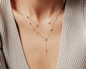 Ensemble de colliers coeur avec pierres précieuses | long collier en or | Ensemble de colliers superposés | Collier coeur en argent | Collier mariée