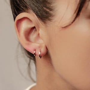 Solid Gold Jewelry Gold Huggie Earrings | 14K Gold Hoop Earrings | Dainty Stacking Earrings | Solid Gold Huggie Earrings