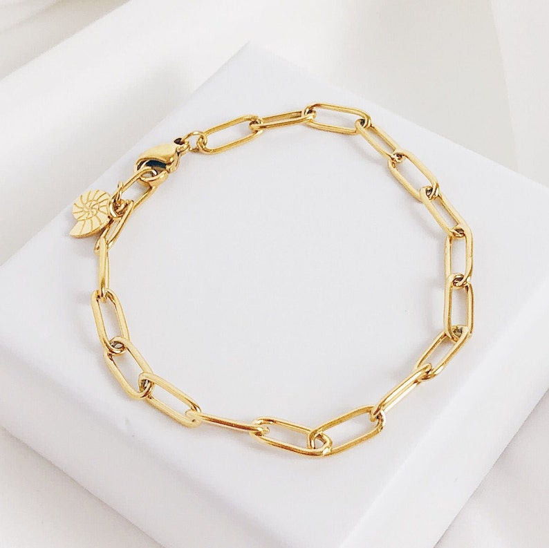 Bracelet chaîne épaisse doré Bracelet fin pour femme en acier inoxydable image 1