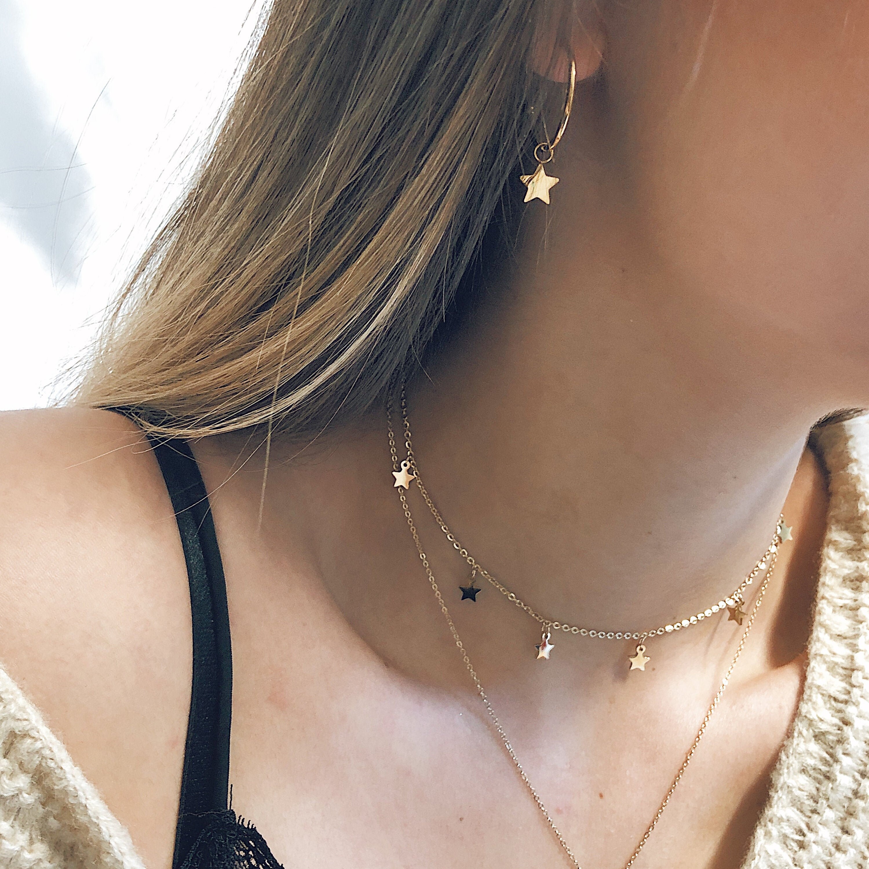 Moon and star hoop earrings Clearance